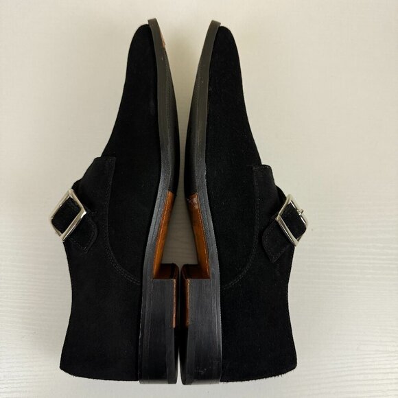 Like New Carlos Santos Black Suede Single Buckle Strap Loafer main image 9